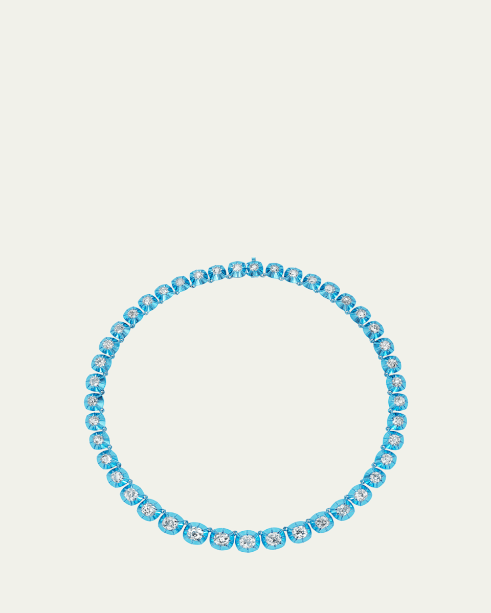 Reworked Vintage 18K White Gold Diamond Riviere Necklace